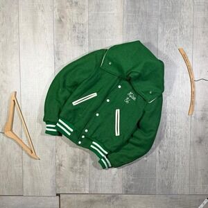 1986 green and white wool central dauphin field hockey varsity jacket